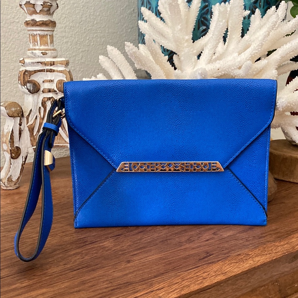 Electric Blue Wristlet Clutch with Envelope Design